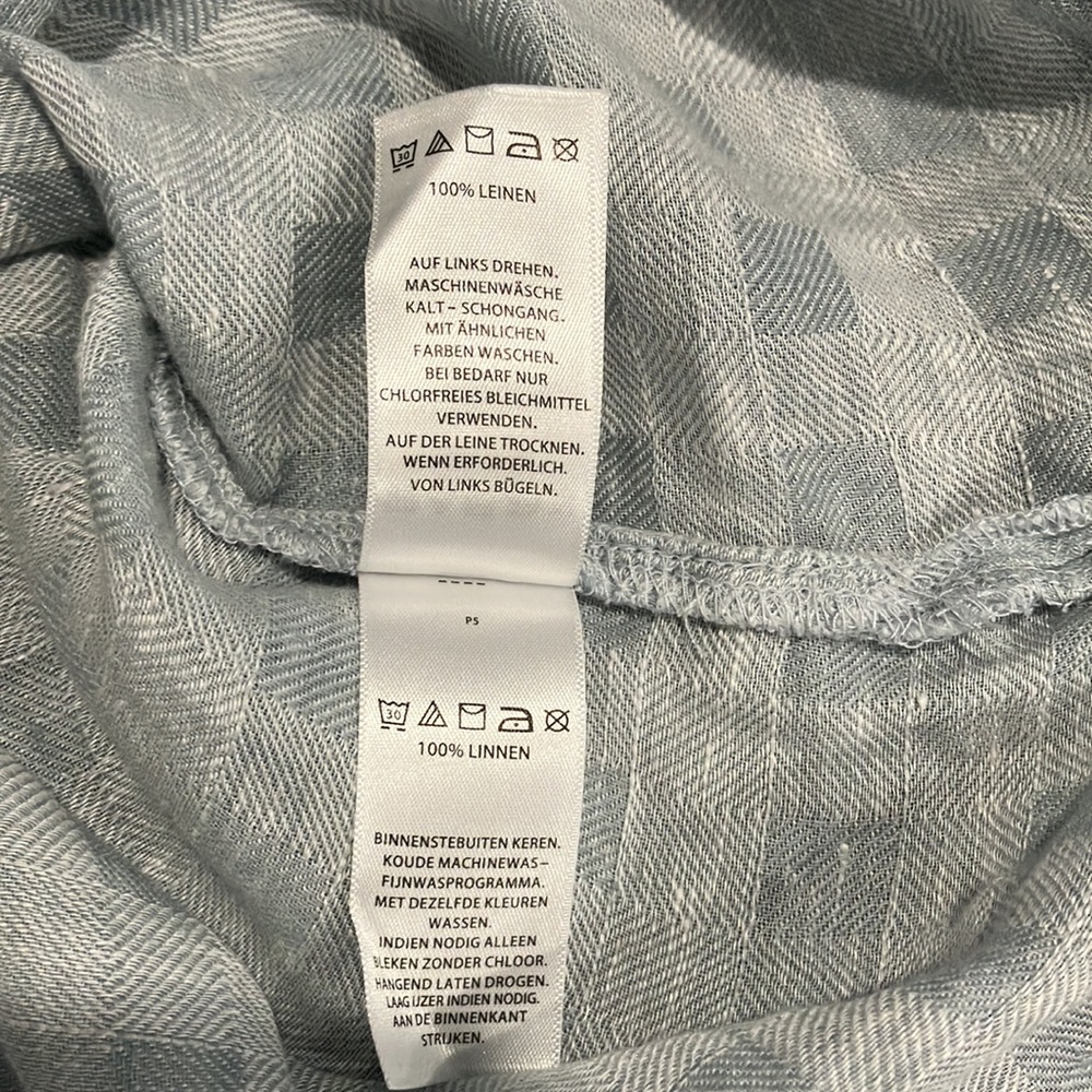 M SIGRID OLSEN LINEN GRAY-BLUE & SILVER-WHITE TOP IN GOOD USED CONDITION - Picture 10 of 12